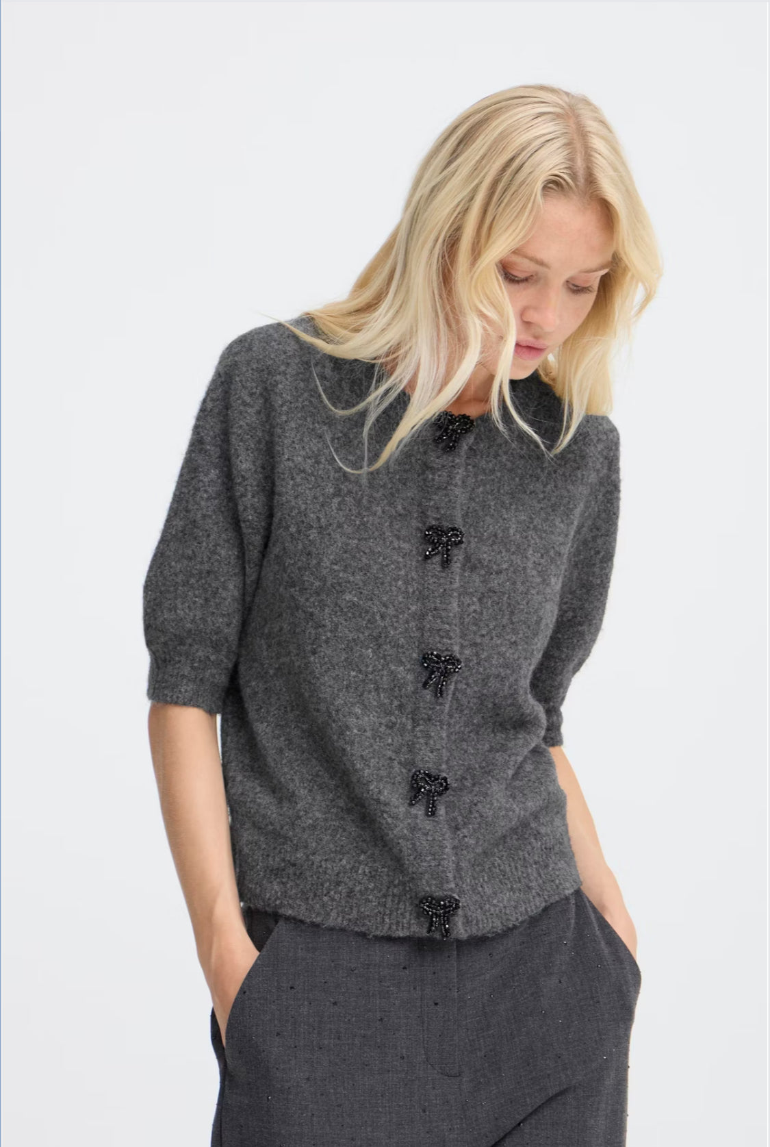 b.young - Grey Detailed Cardigan