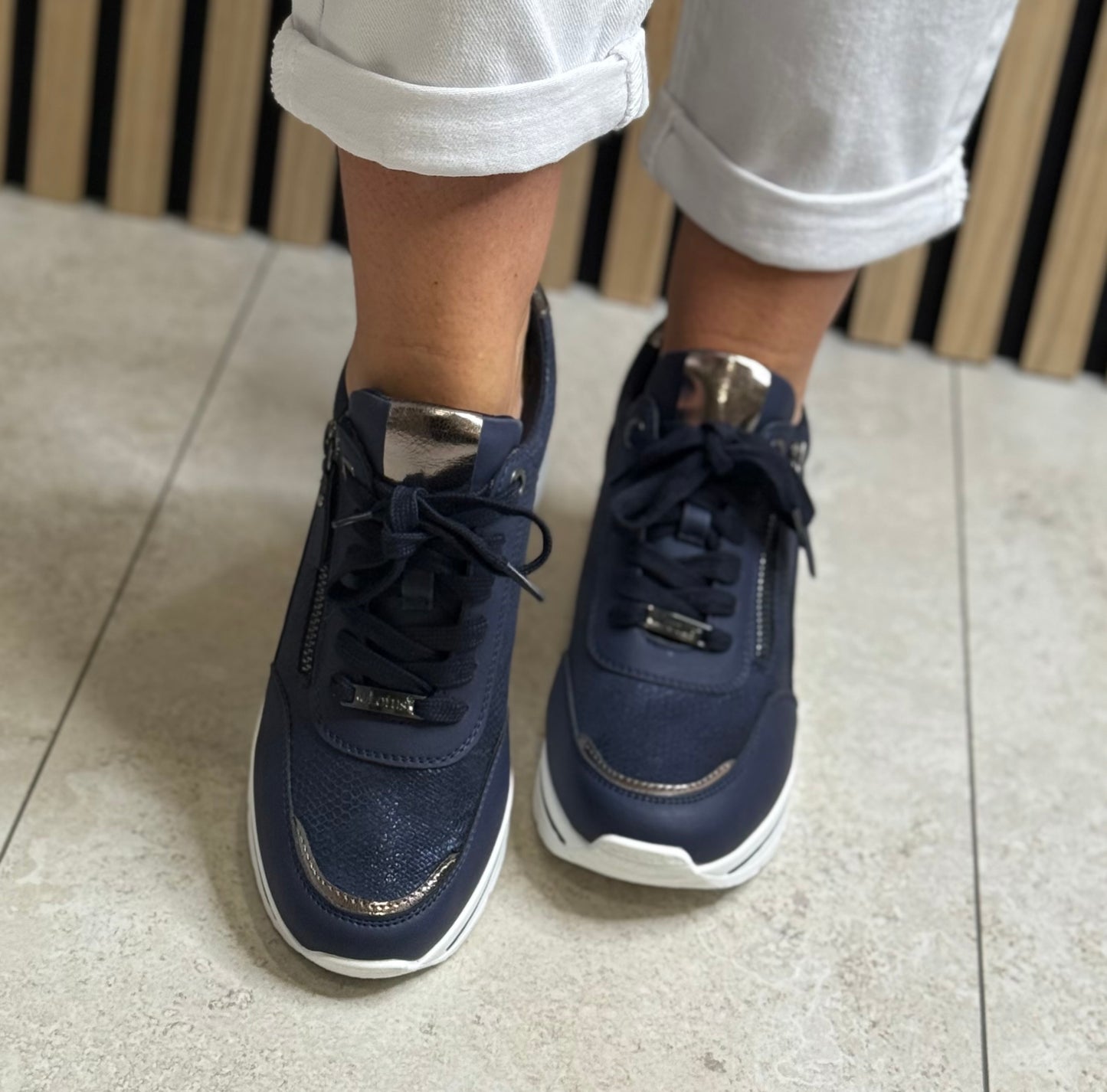 Lotus - 'Electra' Navy Wedge Trainer