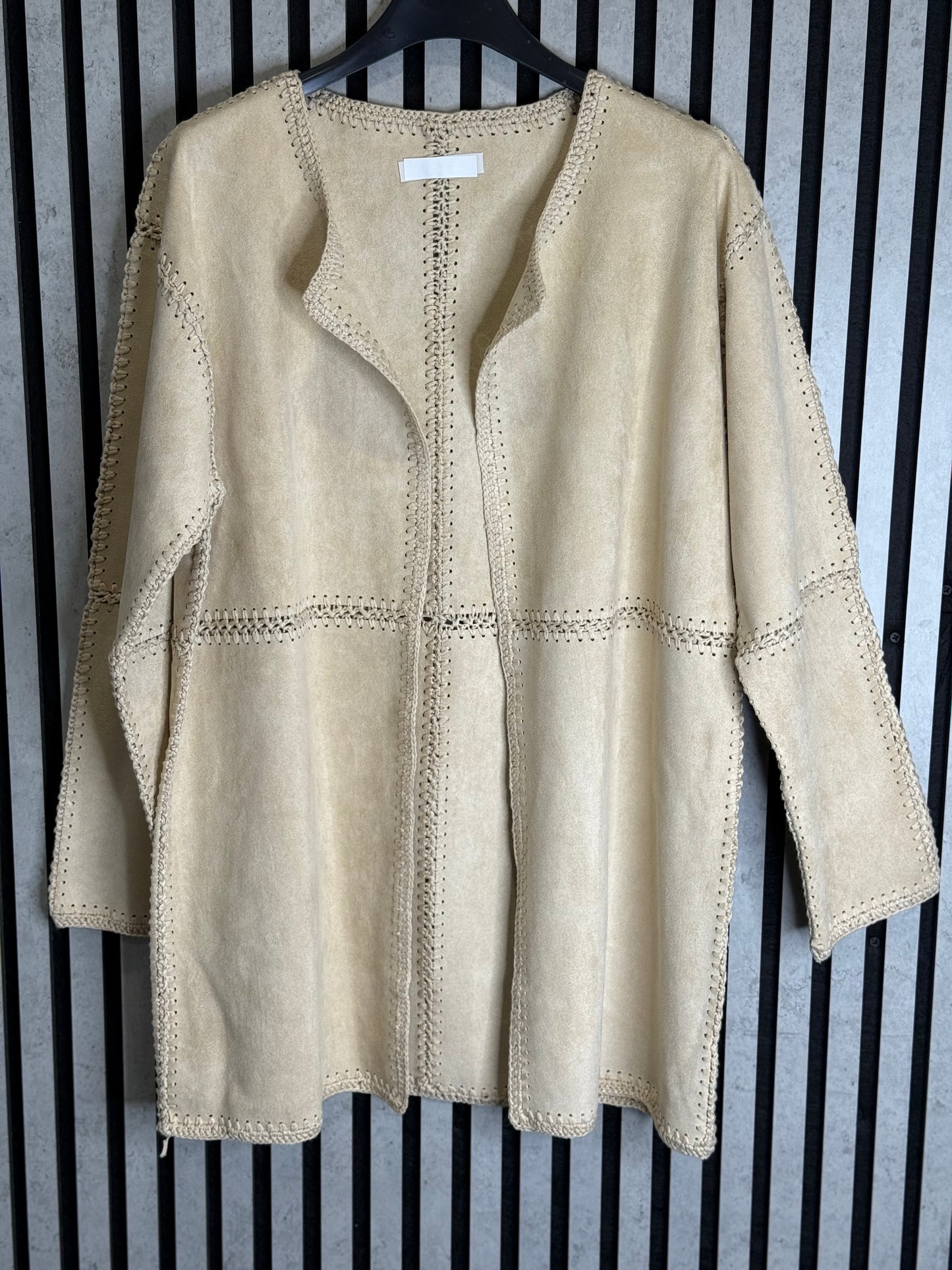 Cream Faux Suede Mid Jacket