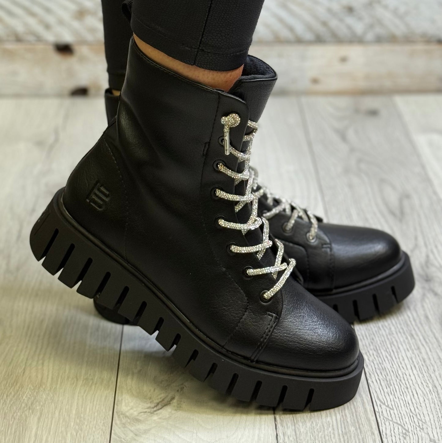 Bagatt- Black/Silver Diamante Lace Boot