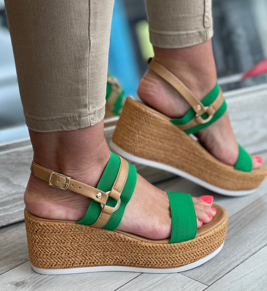 Lotus - 'Liliana' Green Wedge Sandal