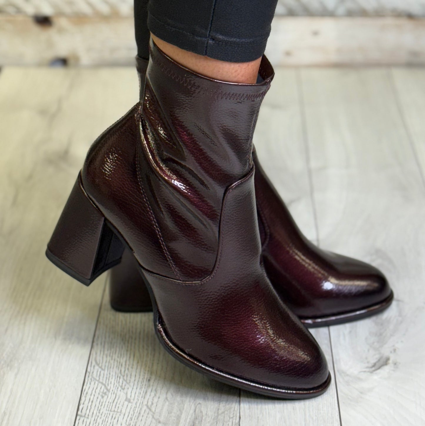 Tamaris - Merlot Patent Block Heel Boot