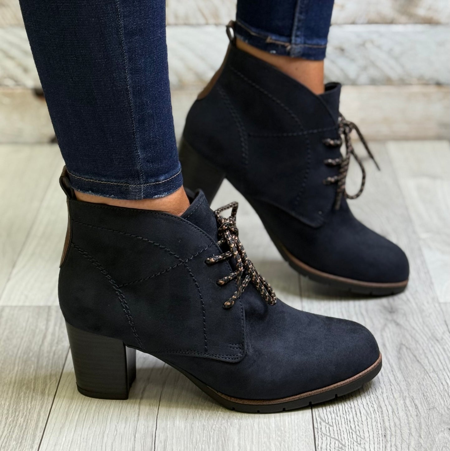 Marco Tozzi - Navy Lace Combo Boot