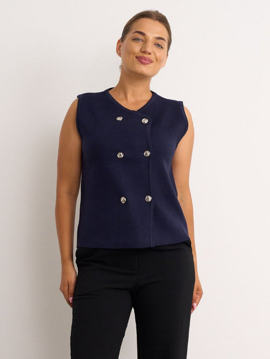 Navy Double Breasted Waistcoat