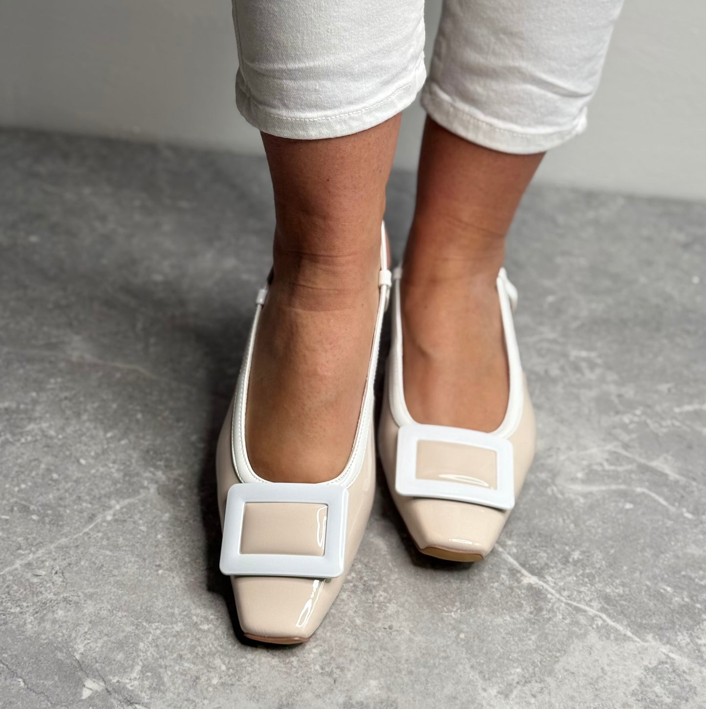 Una Healy - 'Step It Up' Nude Low Heel Slingback Shoe