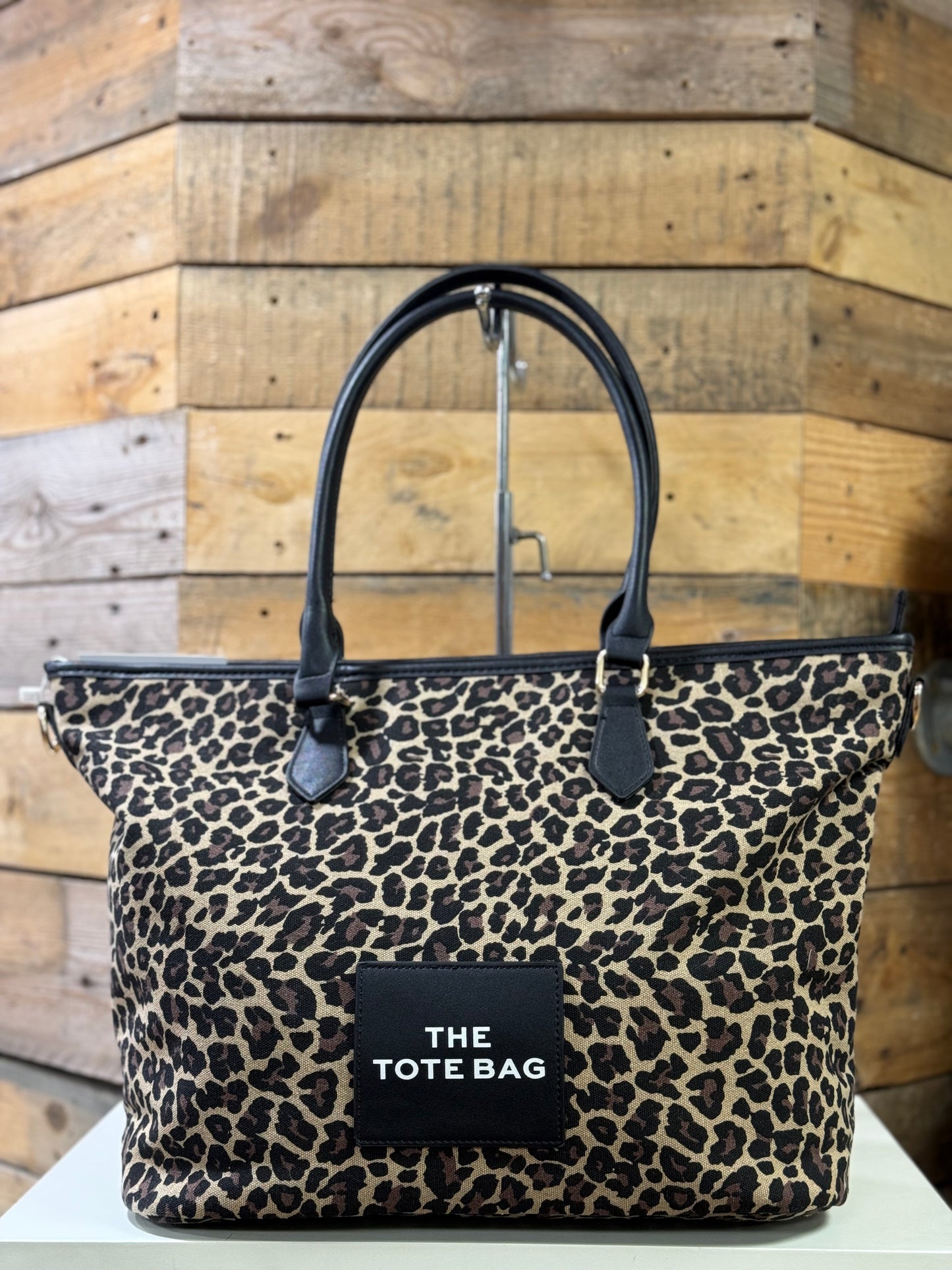 hannah k - 'Bronagh' Black Leopard Large Canvas Tote