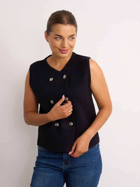 Black Double Breasted Waistcoat