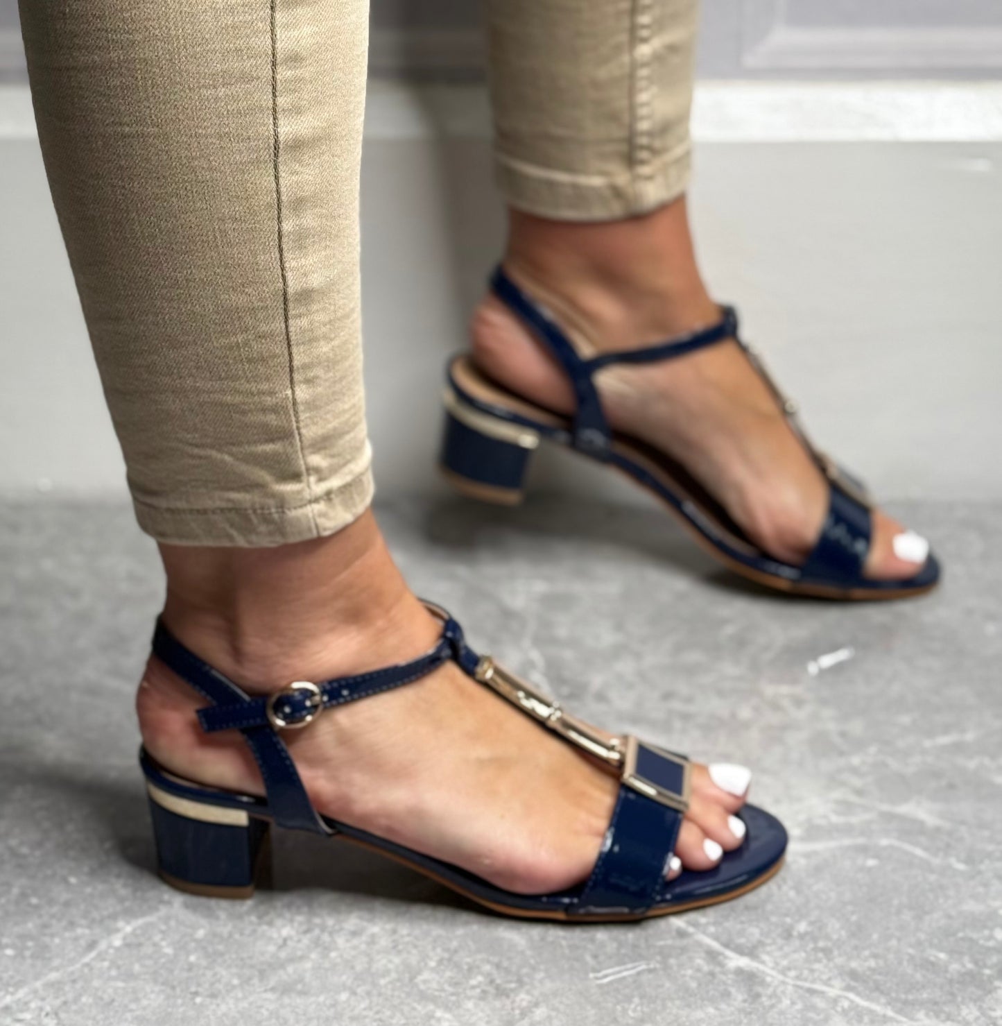 Lunar - 'Blaze' Navy Patent Sandal