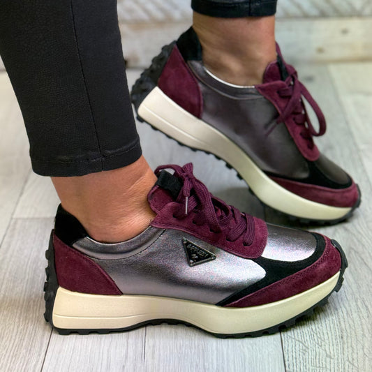 Kate Appleby - ‘Berk' Burgundy Chrome Metallic Combo Trainer