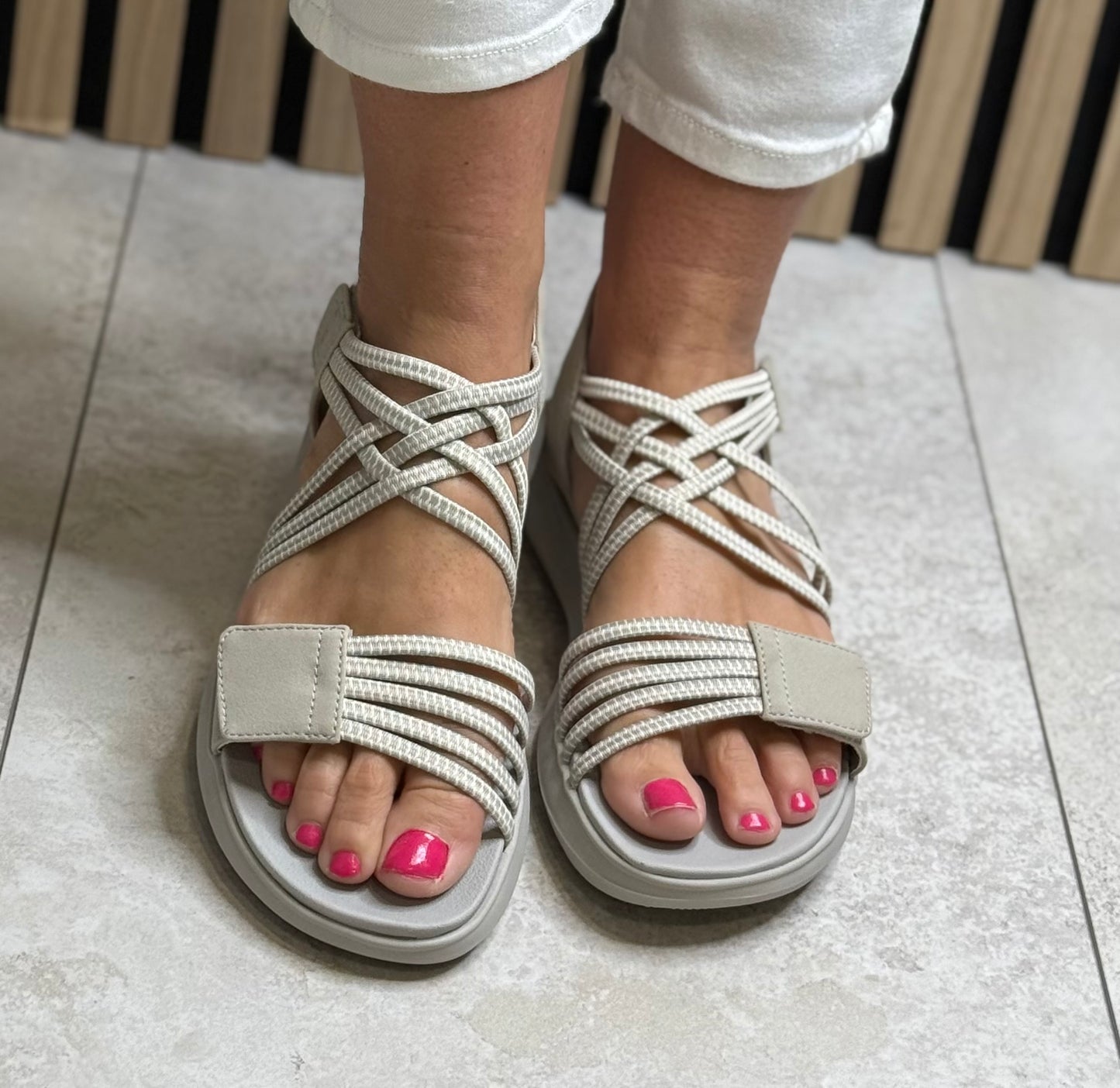Jana - Stone Velcro Strap Sandal