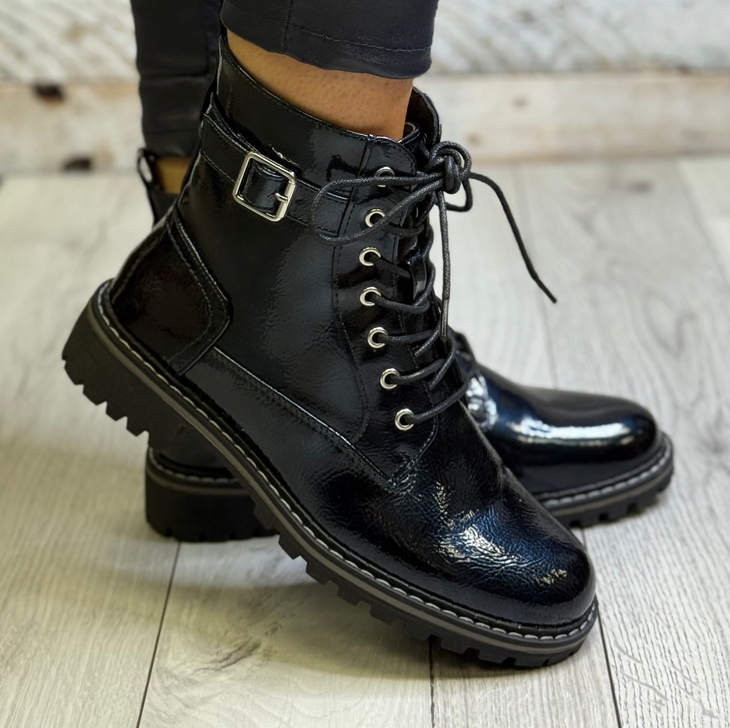 Lunar - 'Parlour' Navy Patent Boot