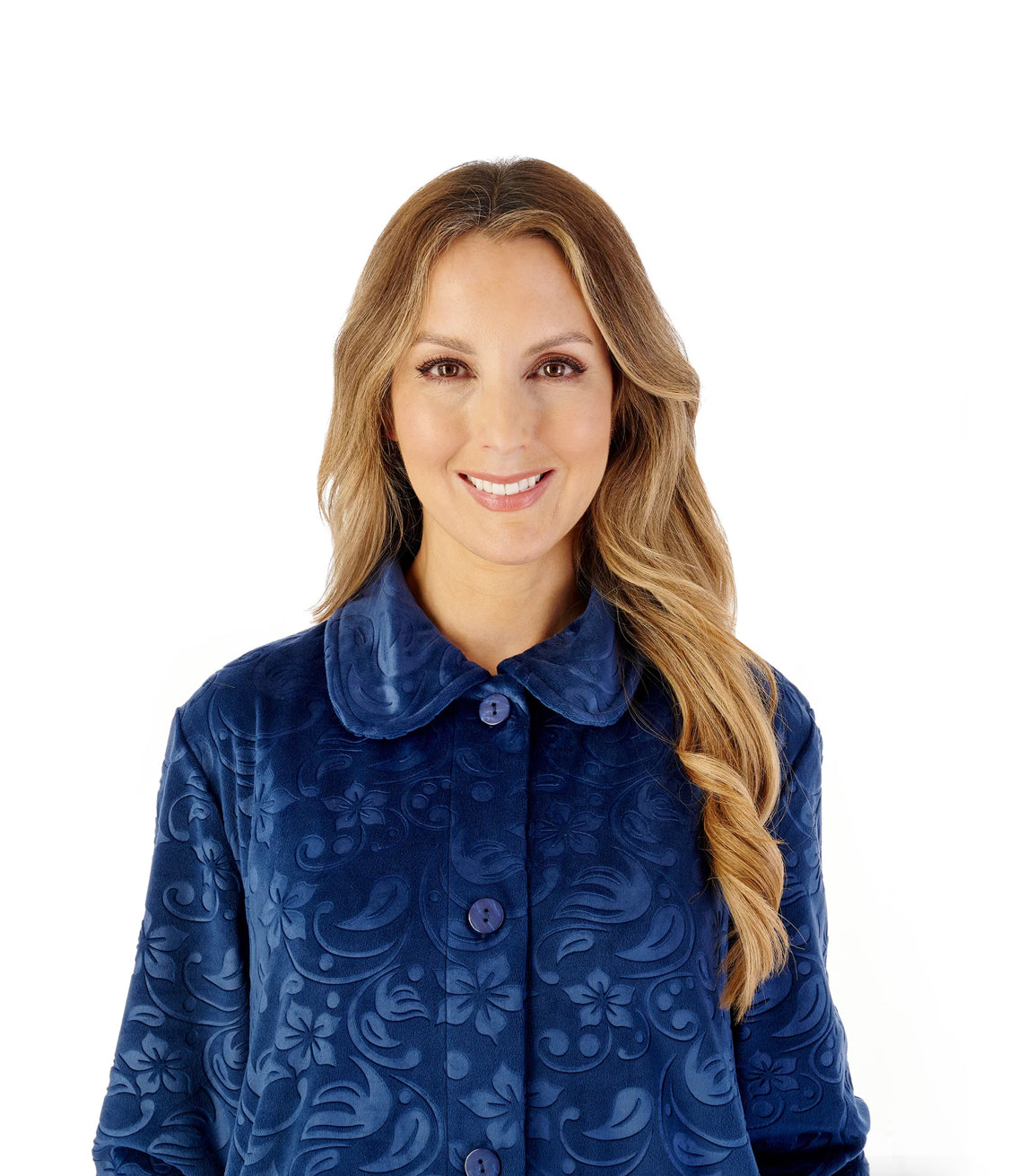 Slenderella - Embossed Crystal Fleece Button Housecoat