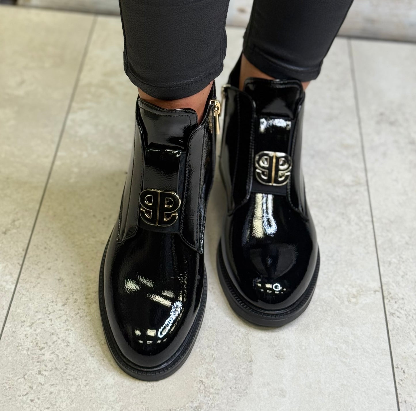 Patrizio Como - 'Lanciano' Black Patent Ankle Boot