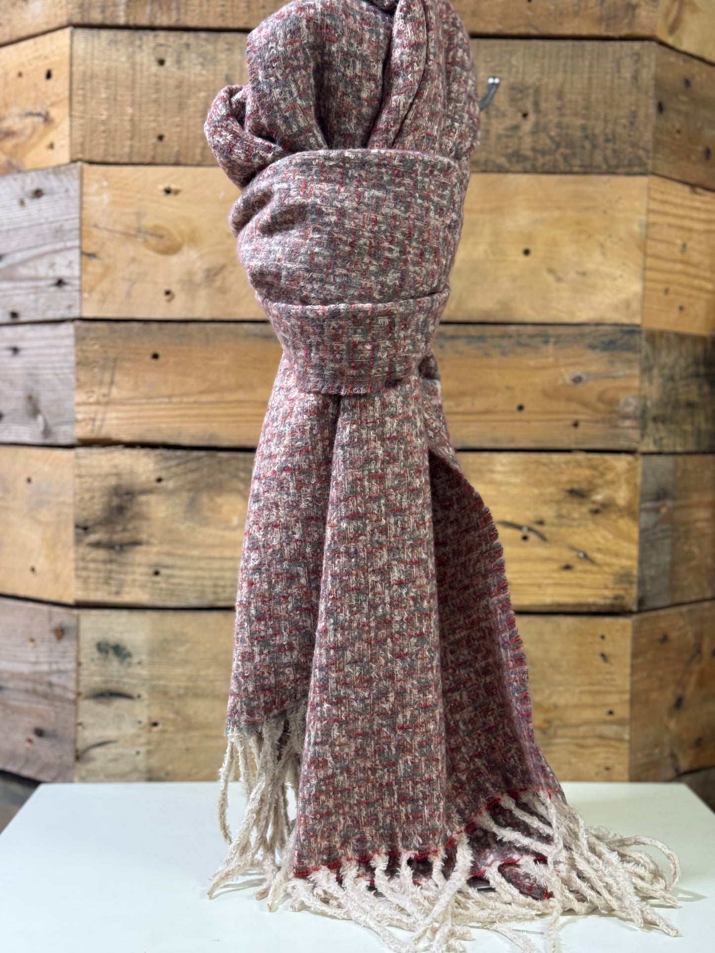 hannah k - Grey/Red Combo Scarf