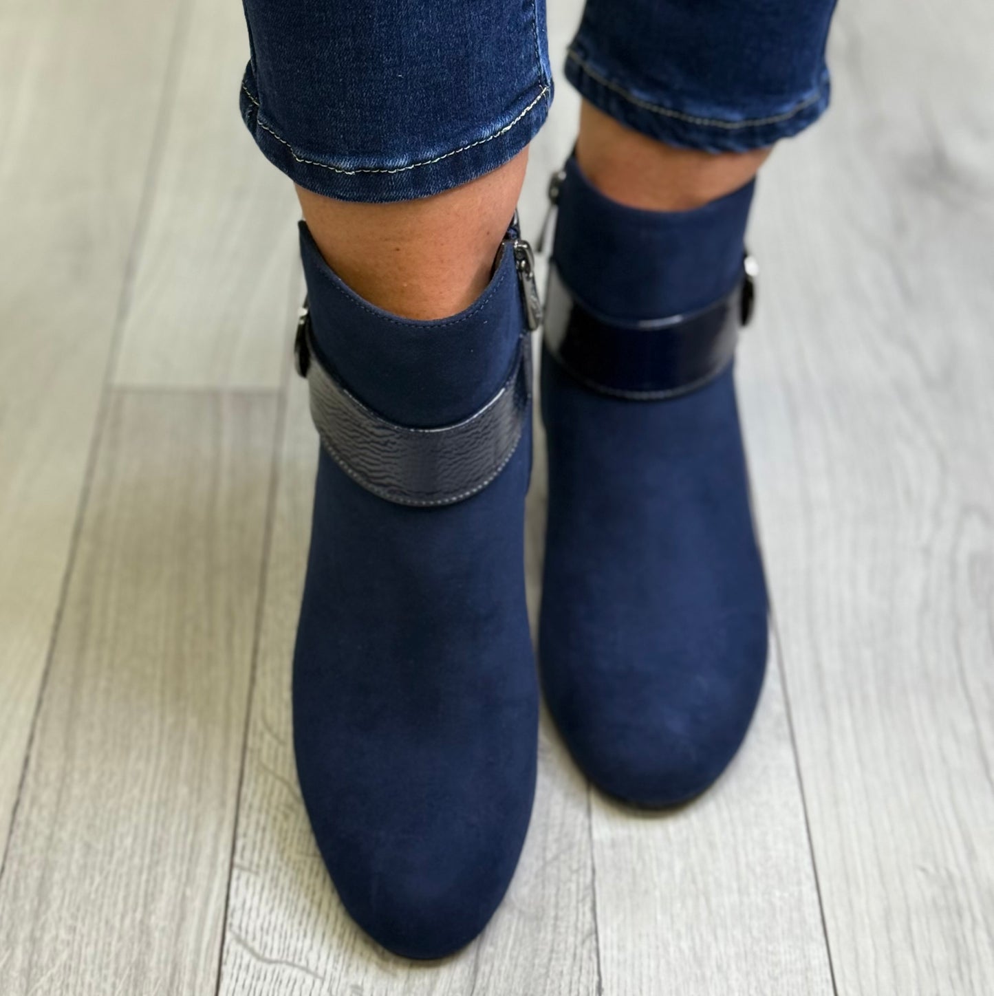 Lotus - 'Kirsty' Navy Block Heel Ankle Boot