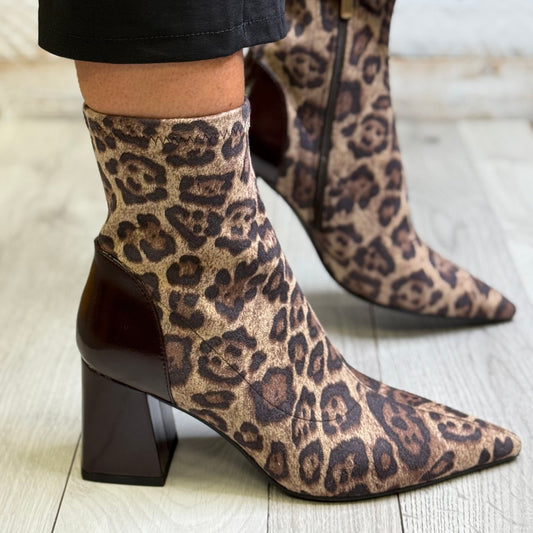 Dancing Matilda - Brown Animal Print Sock Boot