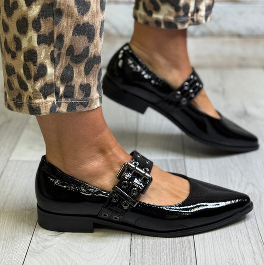 Marco Tozzi - Black Patent Pointed Shoe
