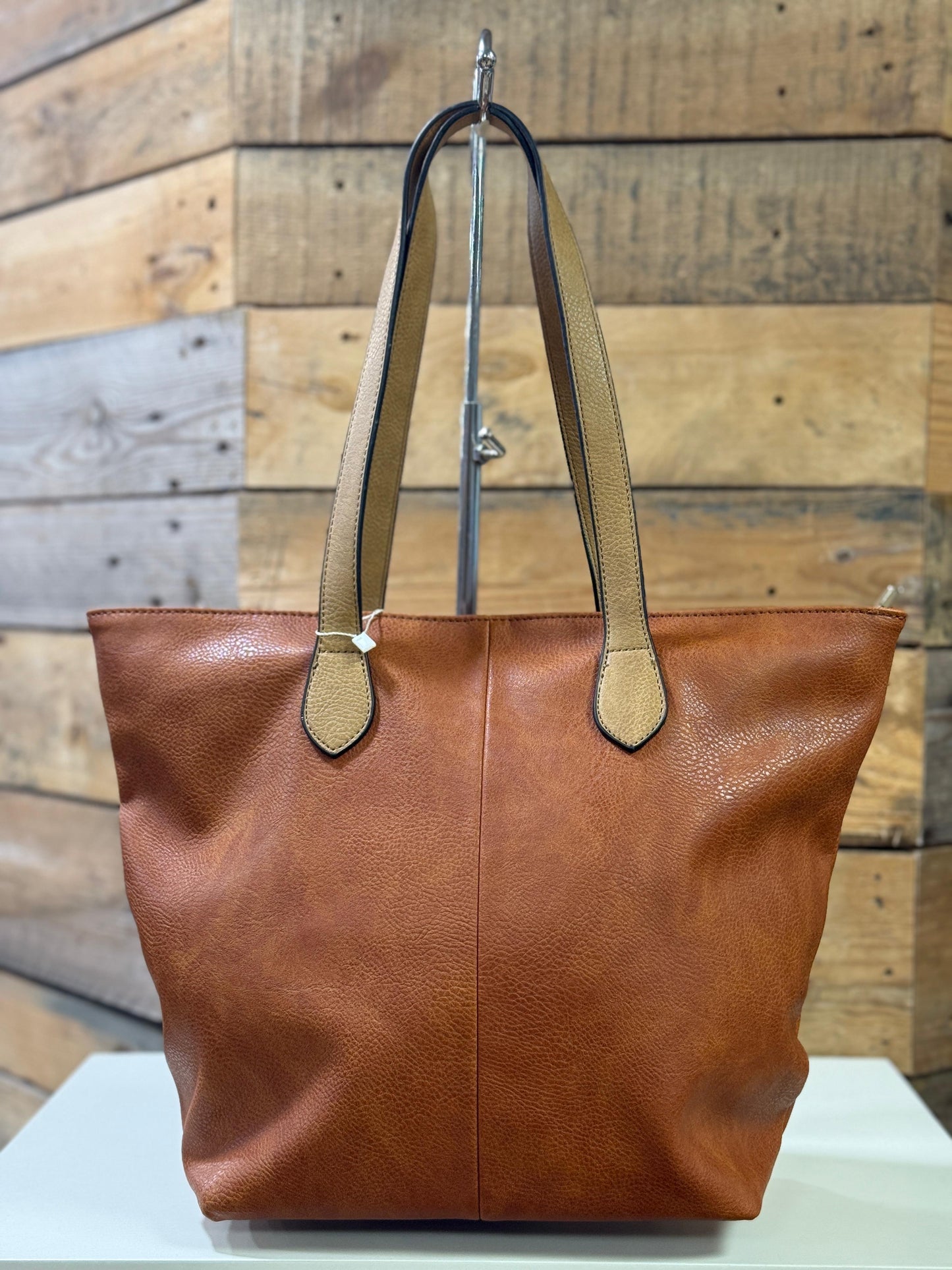 hannah k - 'Fiona' Tan Faux Leather Shopper Bag