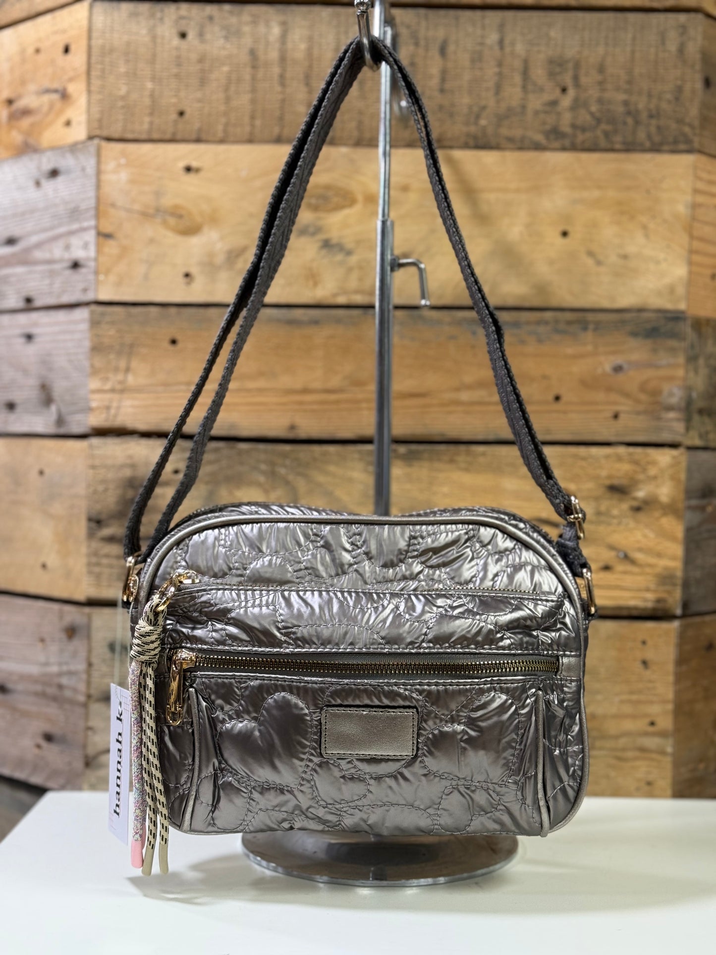 hannah k - 'Daisy' Pewter Small Padded Crossbody Bag
