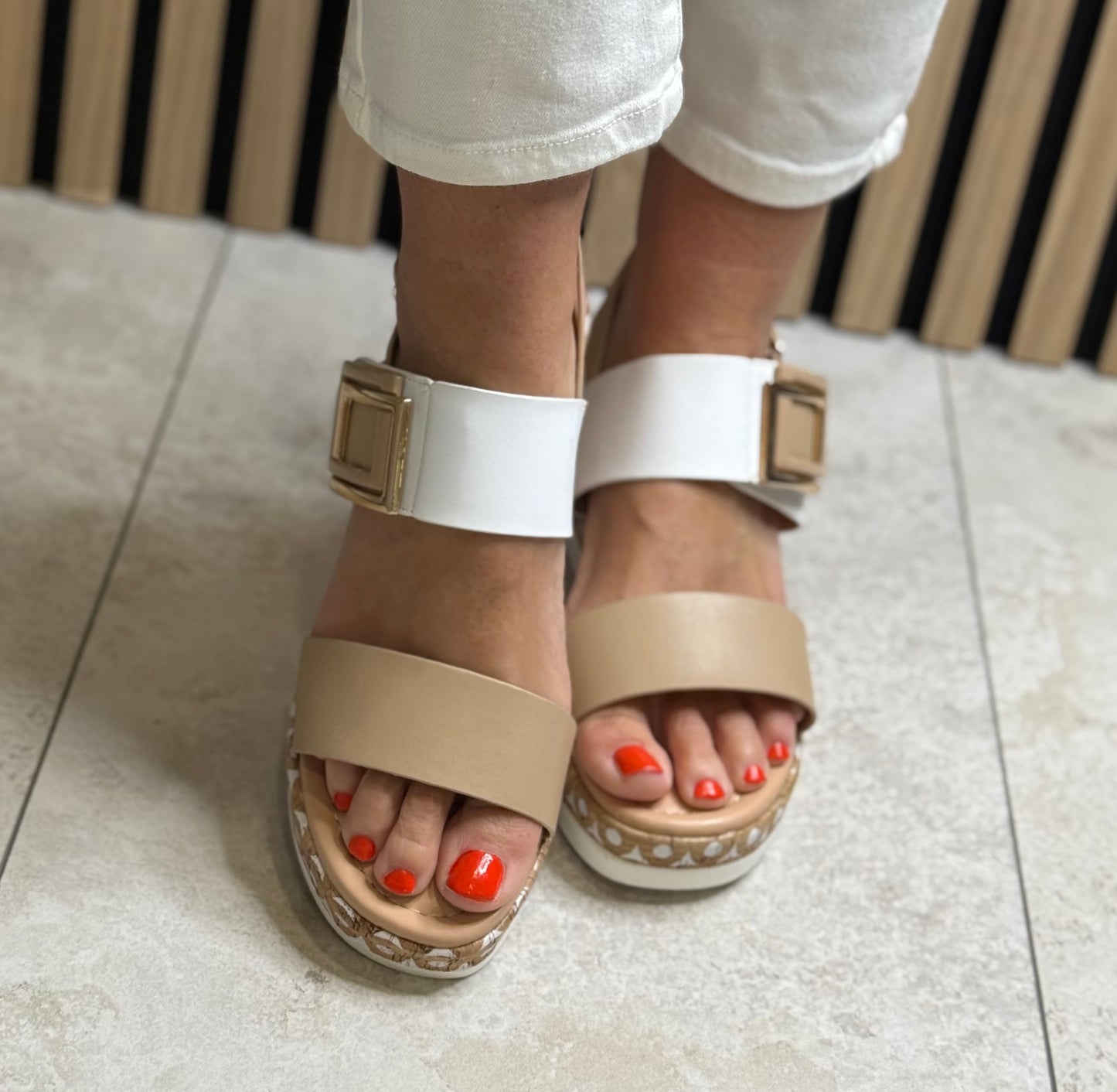 Zanni & Co - 'Chiffon Roll' Wedge Heel Sandal