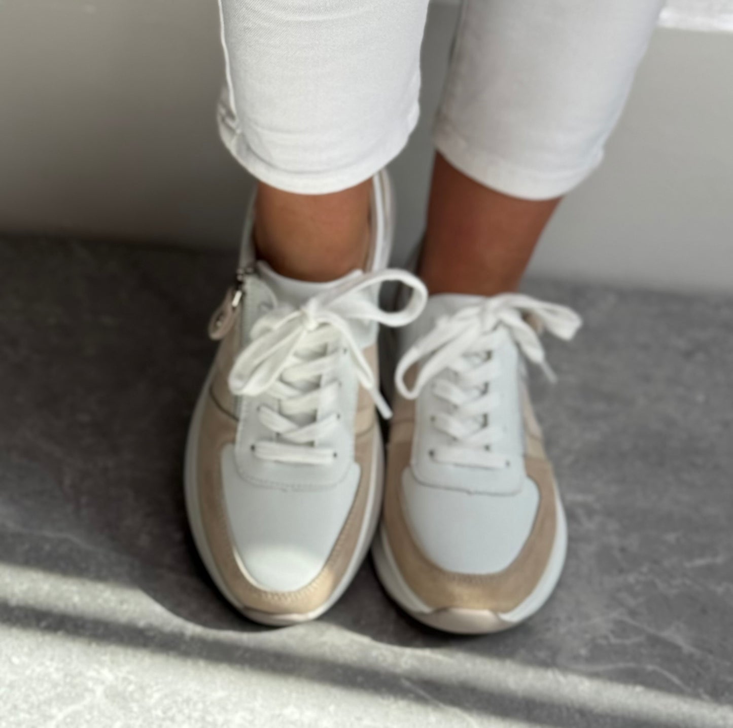 Patrizio Como - 'Biella' Creme Bardo Leather Trainer