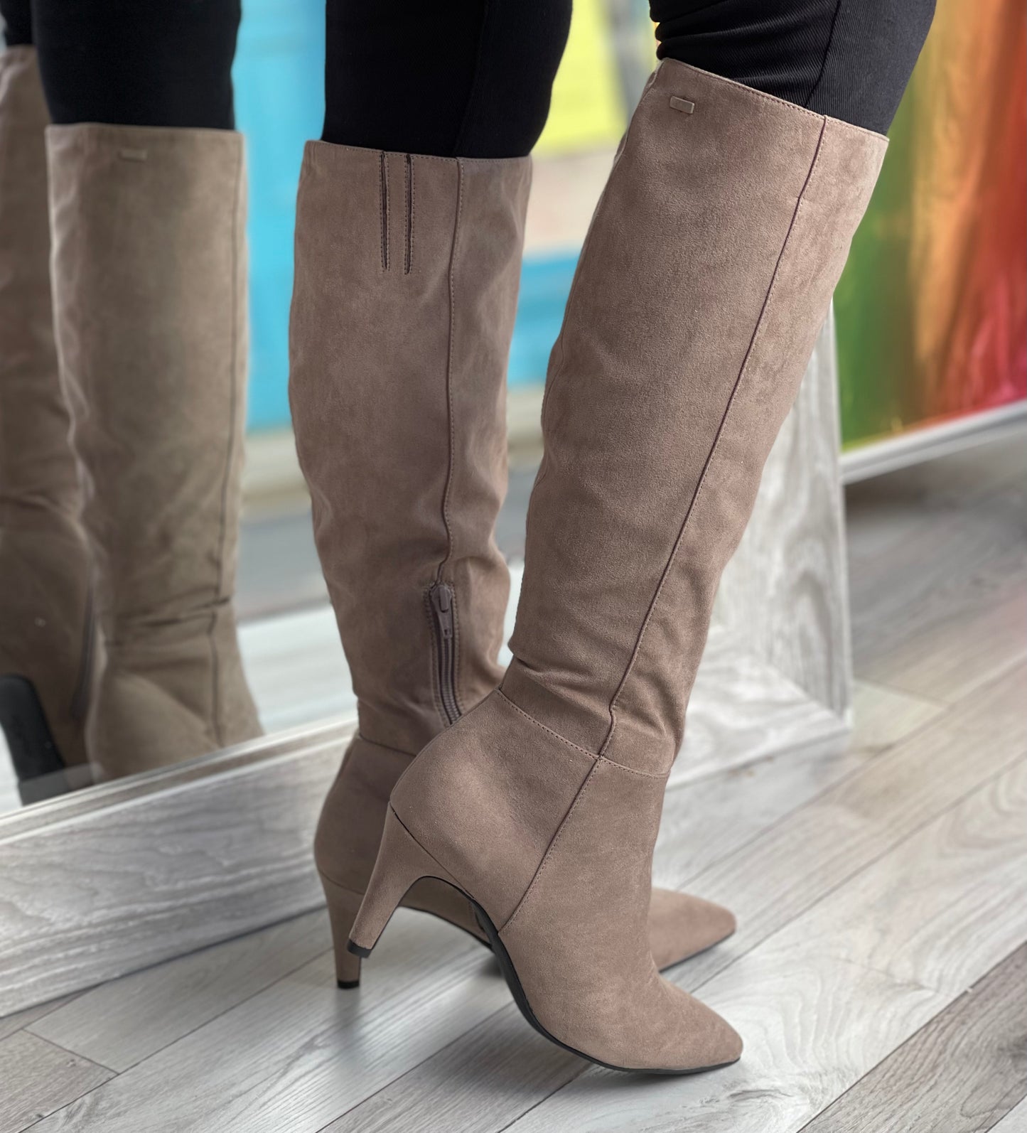 S Oliver - Taupe Heel Long Boot