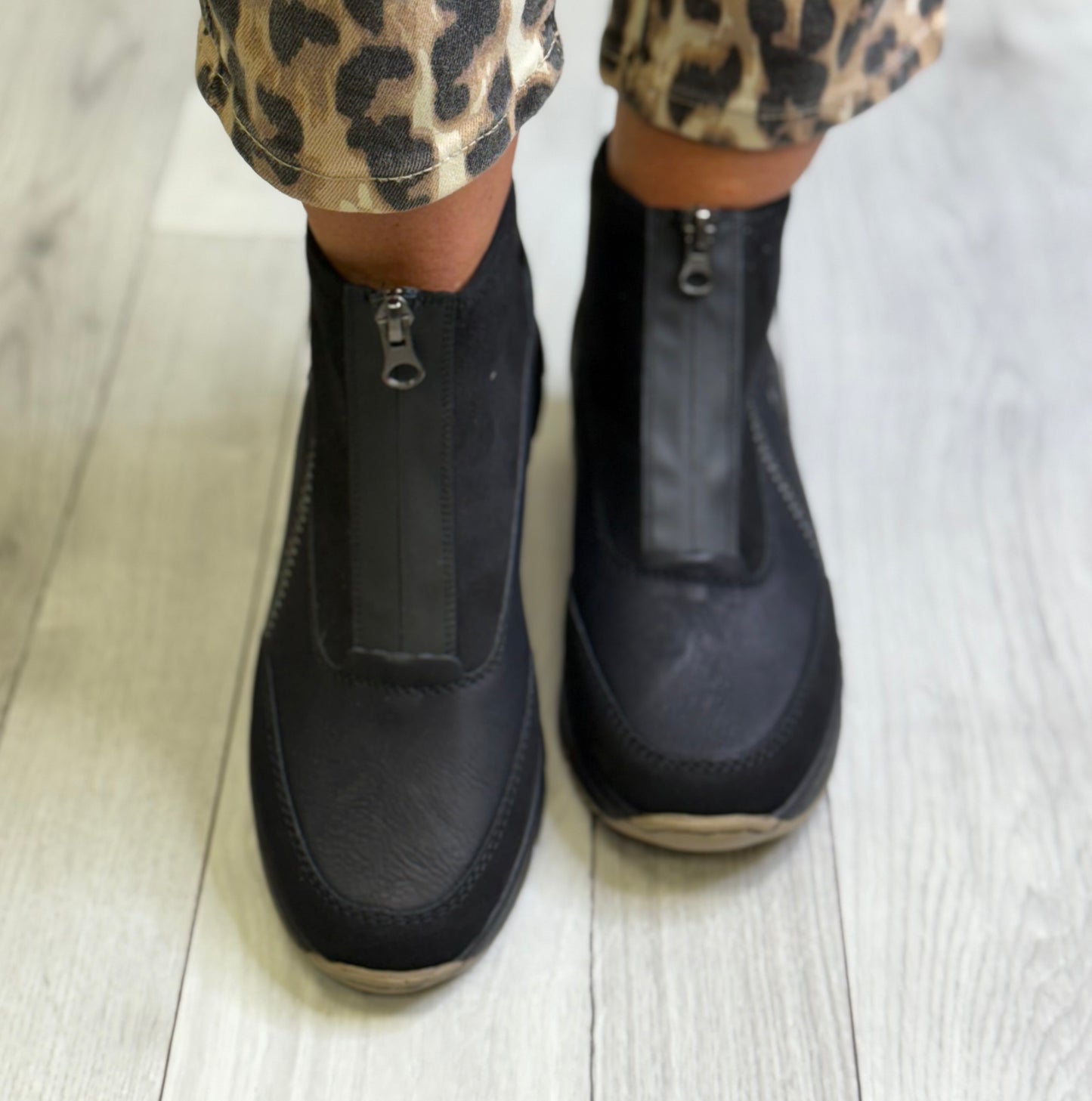 Rieker - Black Front Zip Trainer Boot