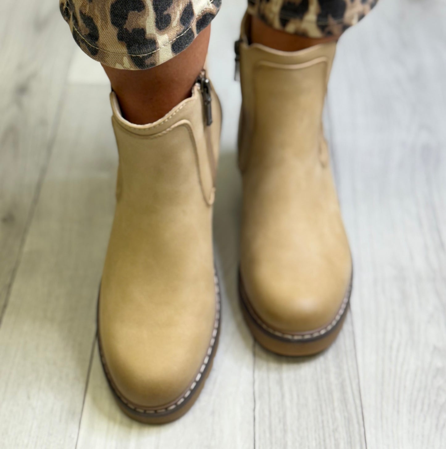 Lunar - 'Connie' Beige Wedge Ankle Boot