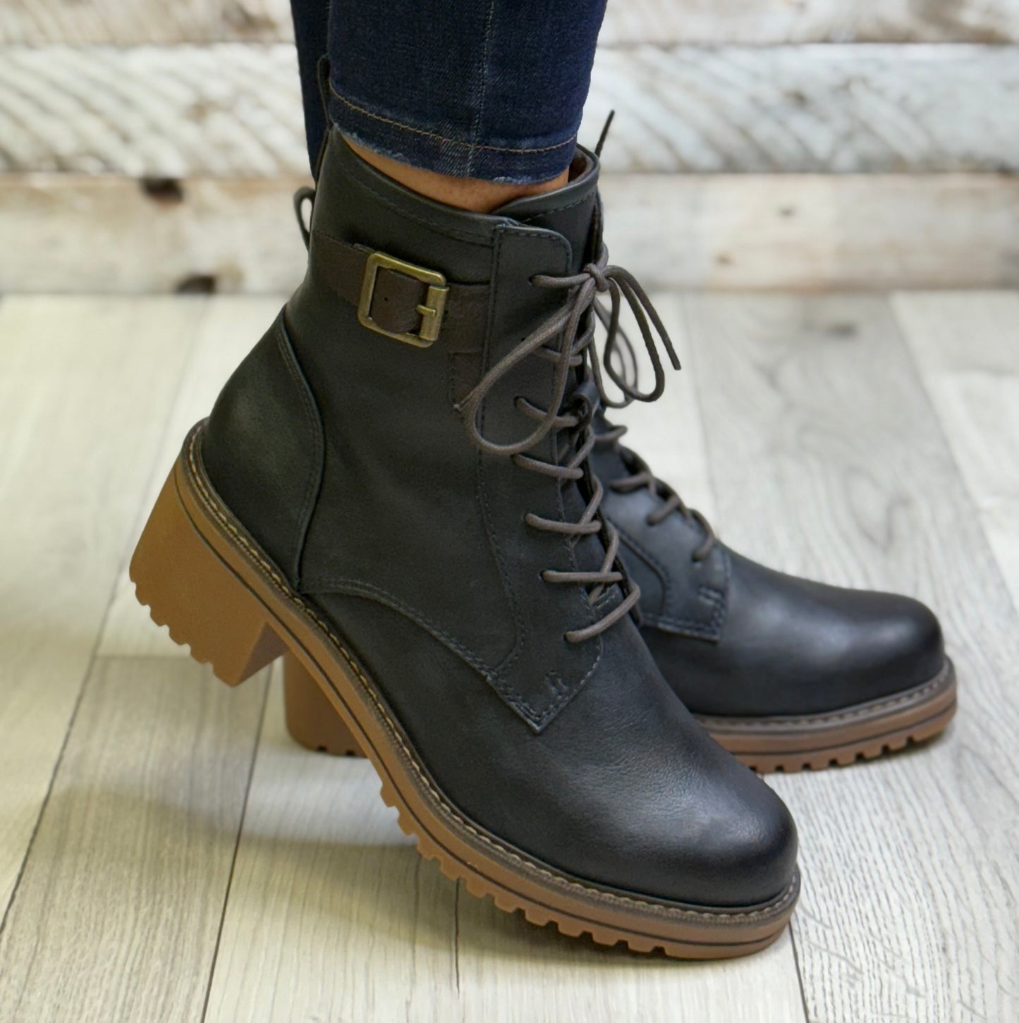 Marco Tozzi - Navy Buckle Detail Boot