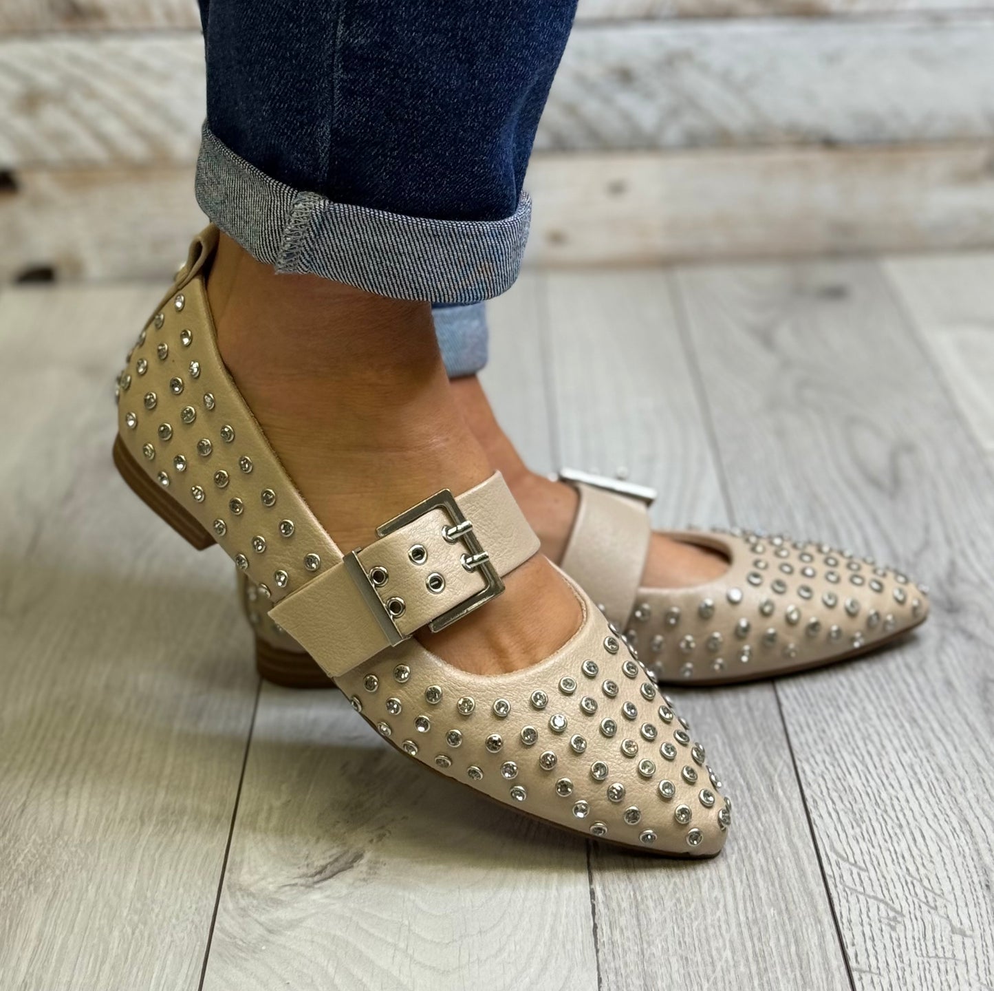 Xti - Beige Stud Detail Pointed Shoe (144264)