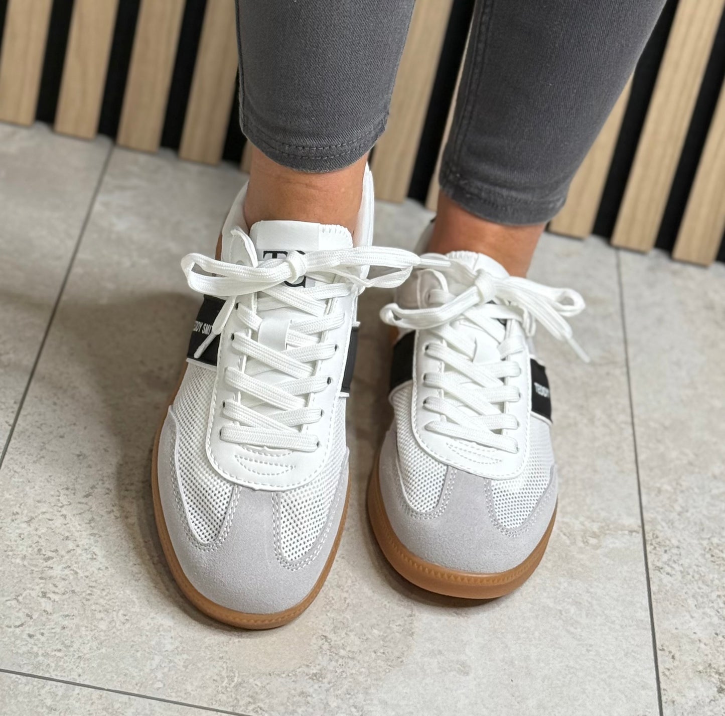 Teddy Smith - White Mesh/Suede Trainer (120521)