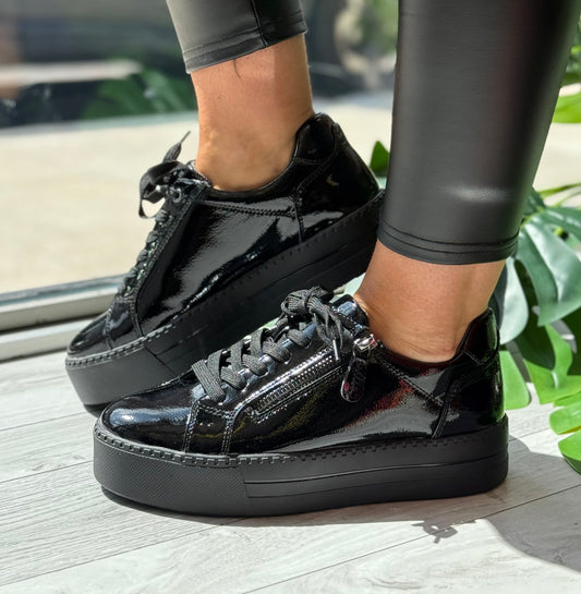 Jana - Black Patent Softline Platform Trainer