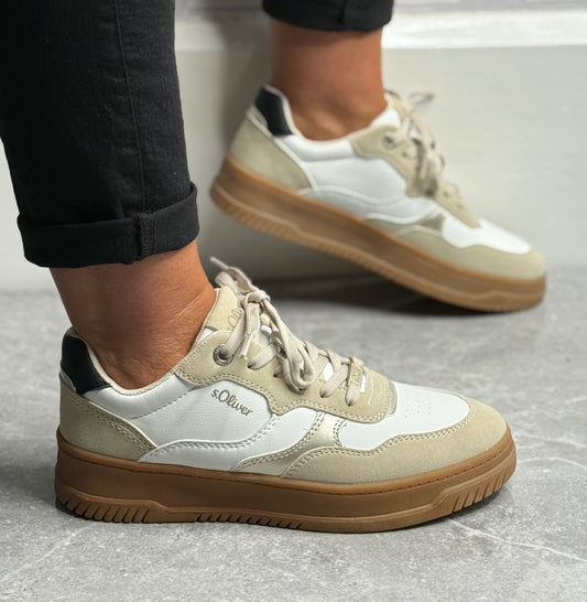 S Oliver - White Combo Gum Sole Trainer