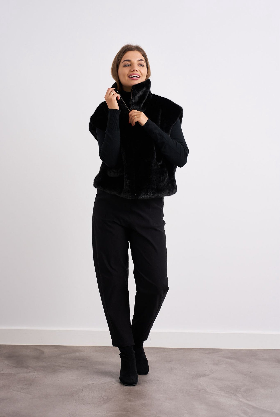 Black Faux Fur Gilet.