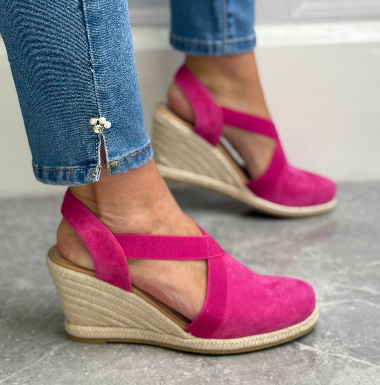Kate Appleby - ‘Llanidan’ Hot Pink Wedge Sandal