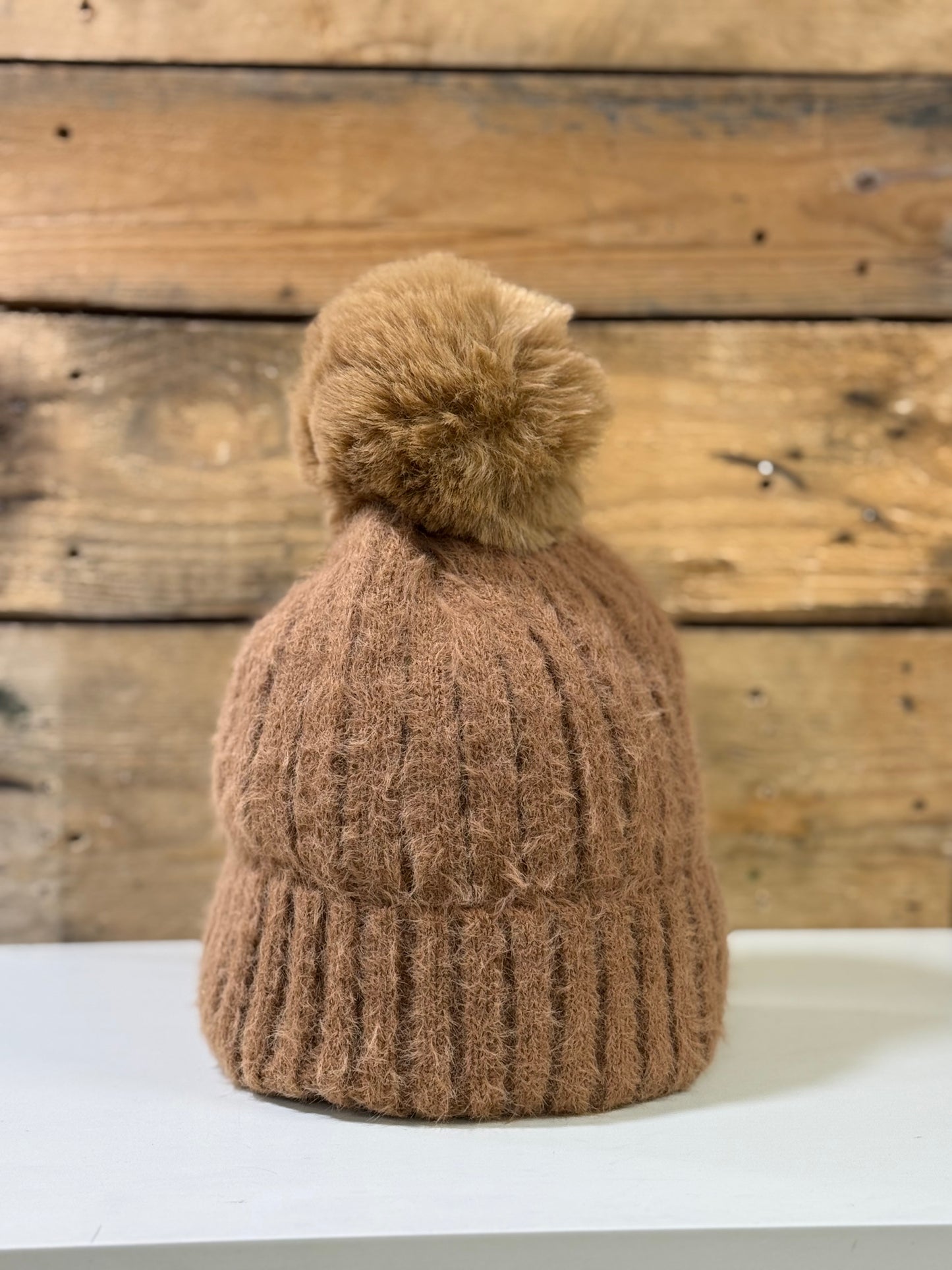 hannah k - Chestnut Teddy Pom Pom Hat