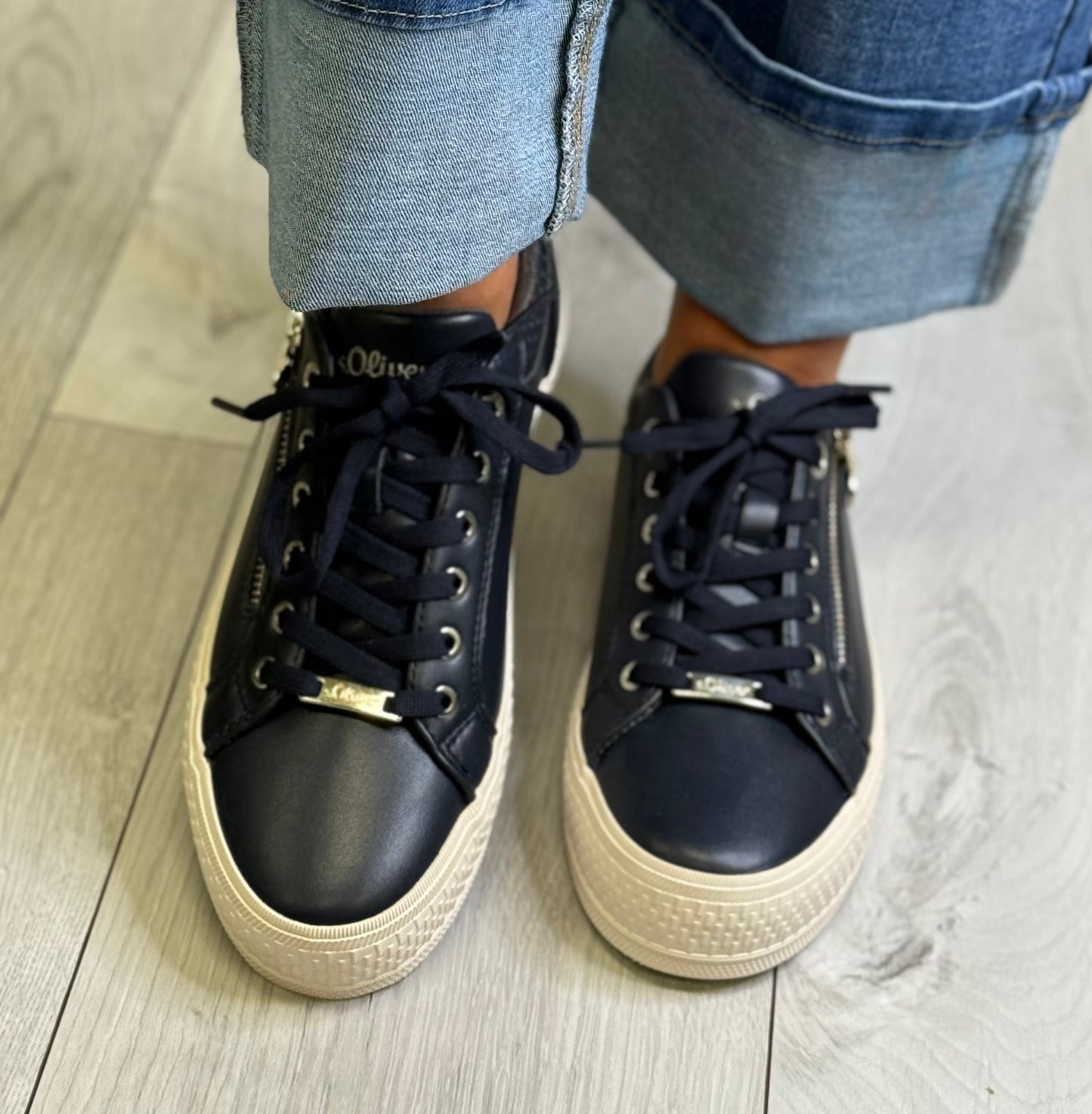 S Oliver - Dark Navy Side Zip Trainer