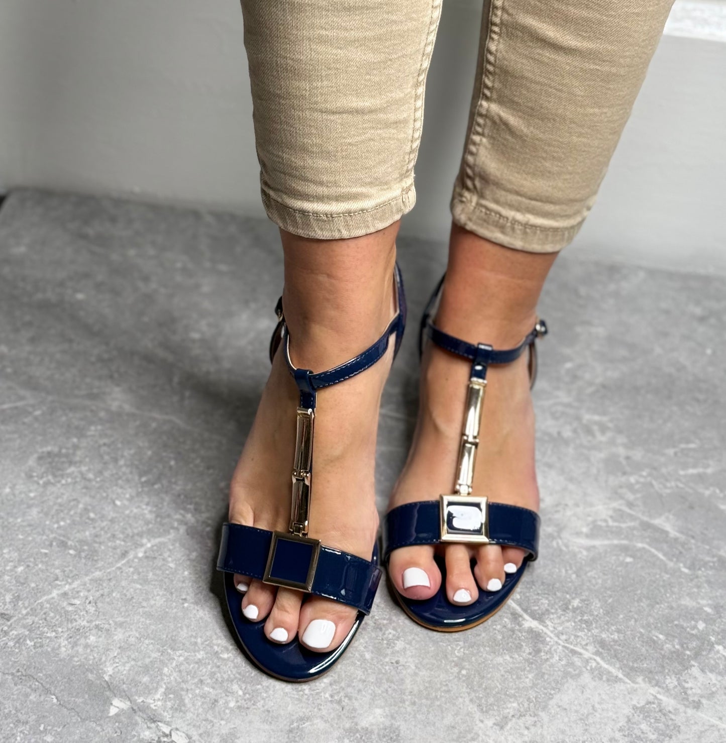 Lunar - 'Blaze' Navy Patent Sandal