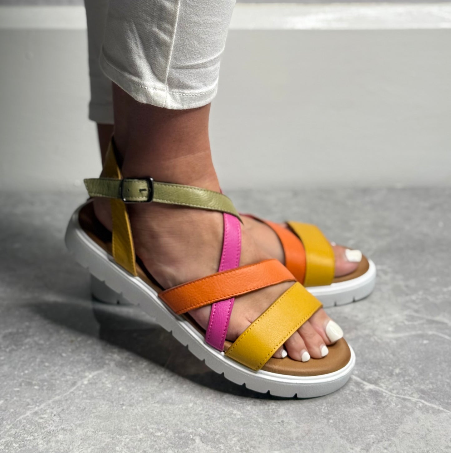 Hannah K - 'Haven' Rose Multi Leather Sandal