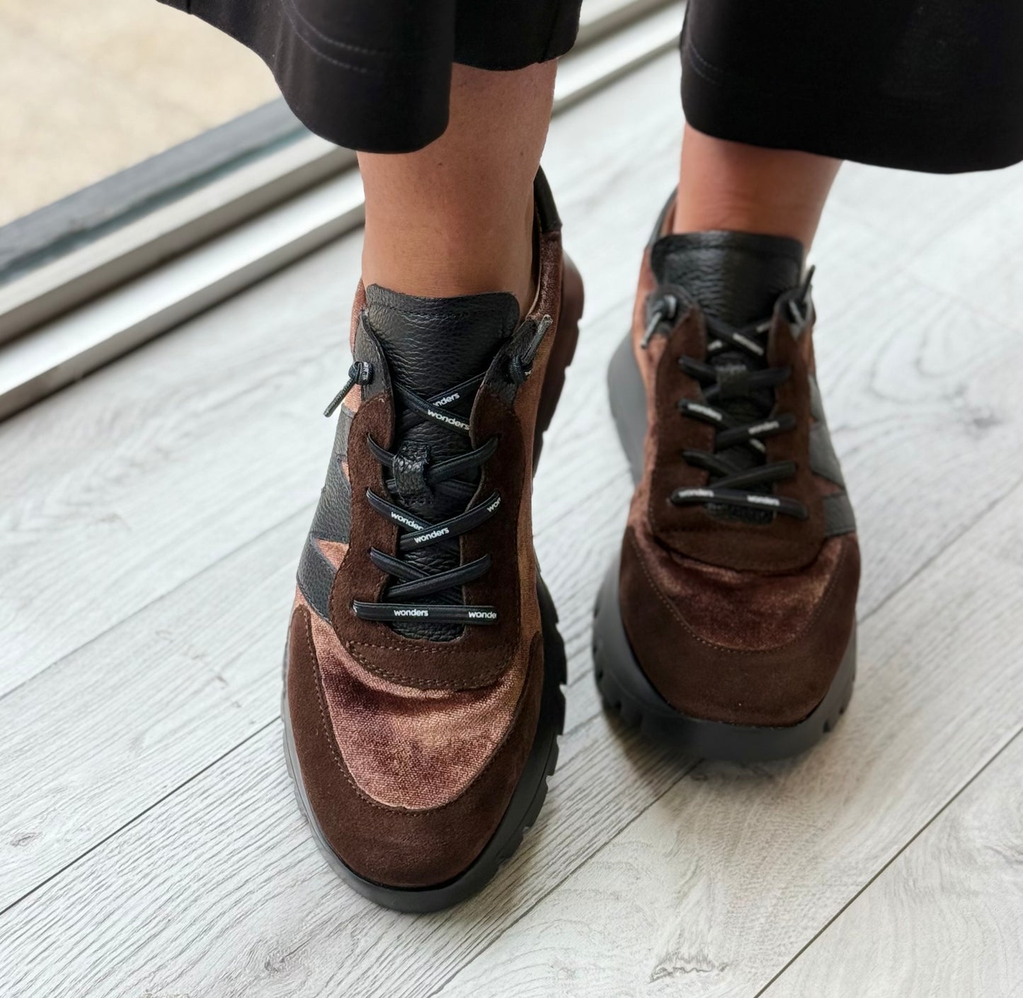 Wonders - A-24111 Brown Combo Suede Trainer (Testa/Marron)