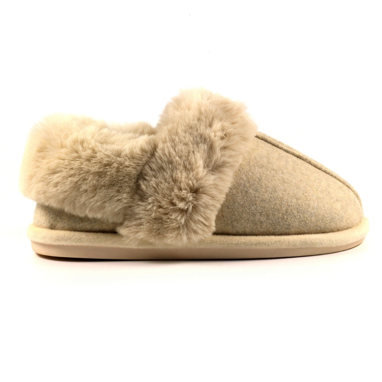 'Ember' Beige Fur Trim Slipper