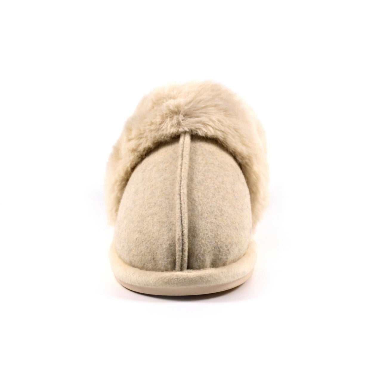 'Ember' Beige Faux Fur Trim Slipper