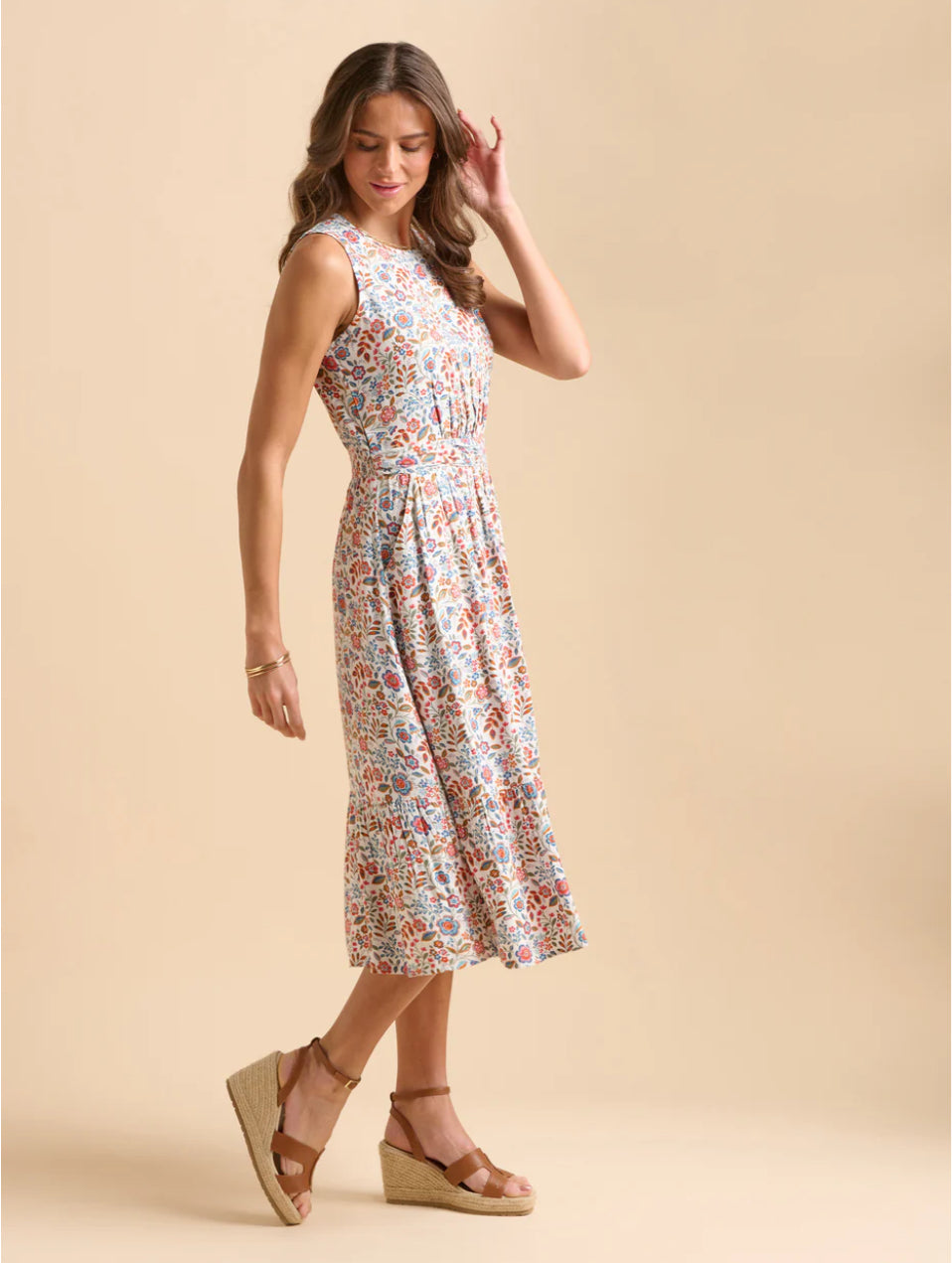 Brakeburn - Cream ‘Secret Garden’ Midi Dress