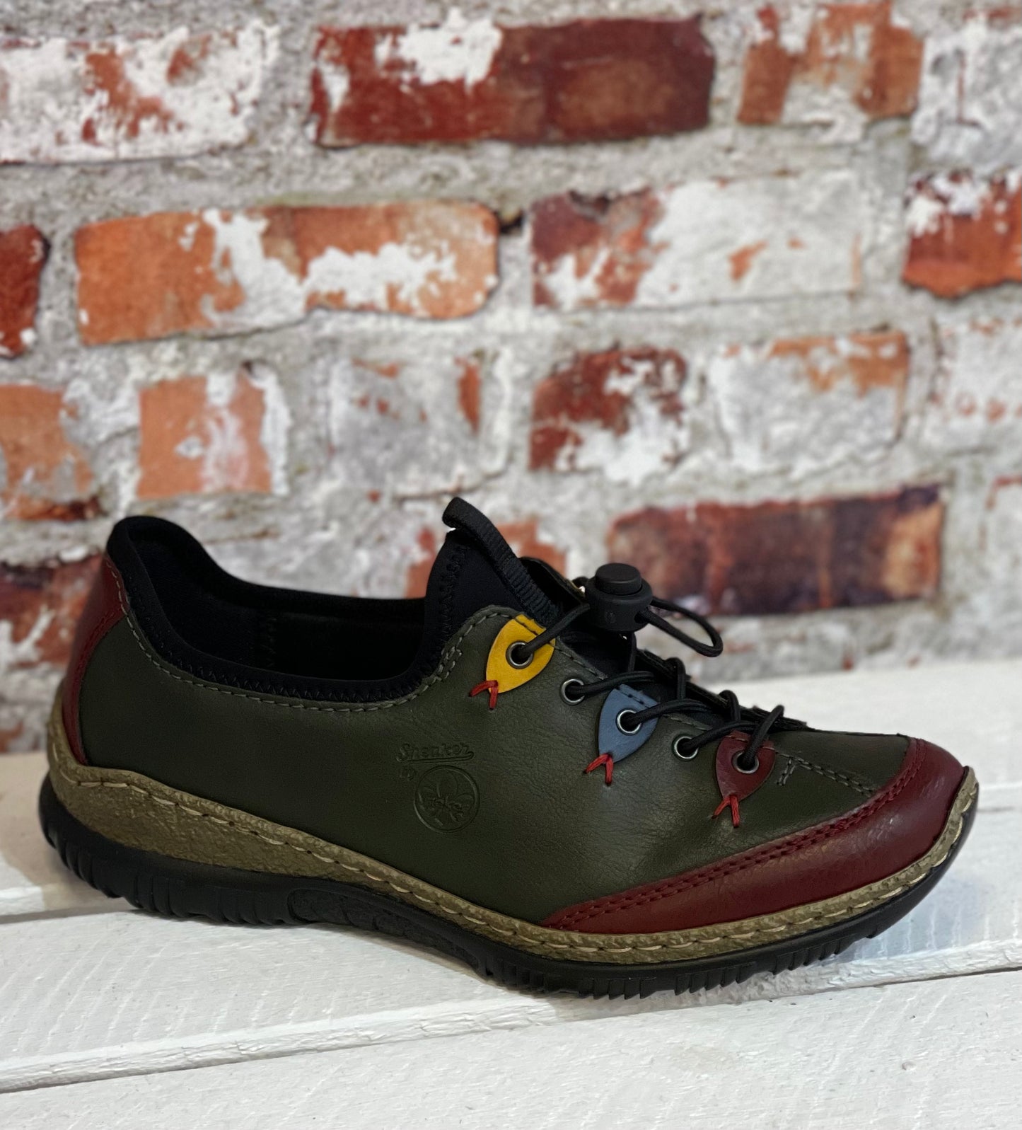 Rieker - Green Combo Slip On Casual Shoe