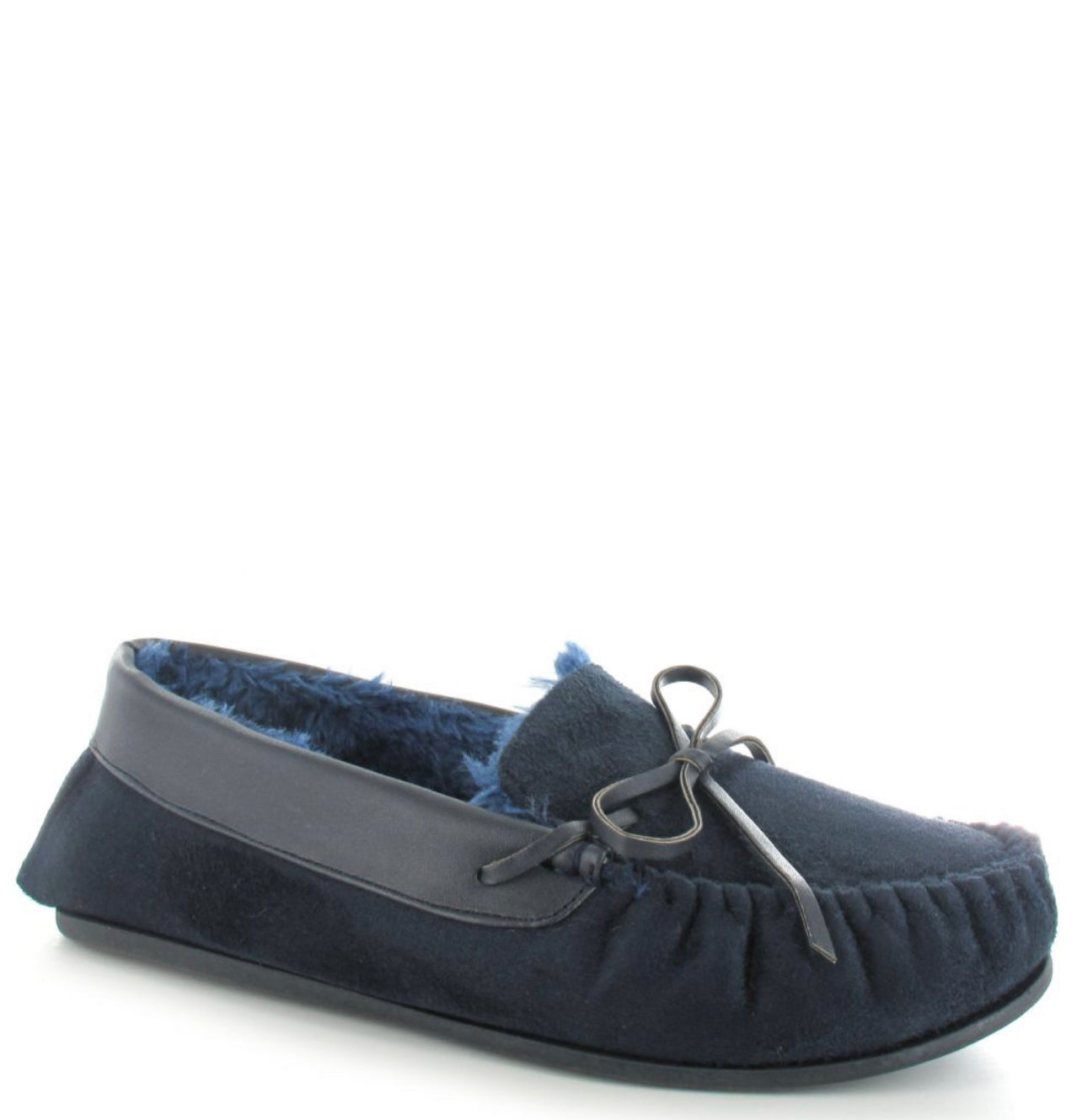 Ella - Mens 'Clive' Navy Lined Moccasin Slipper