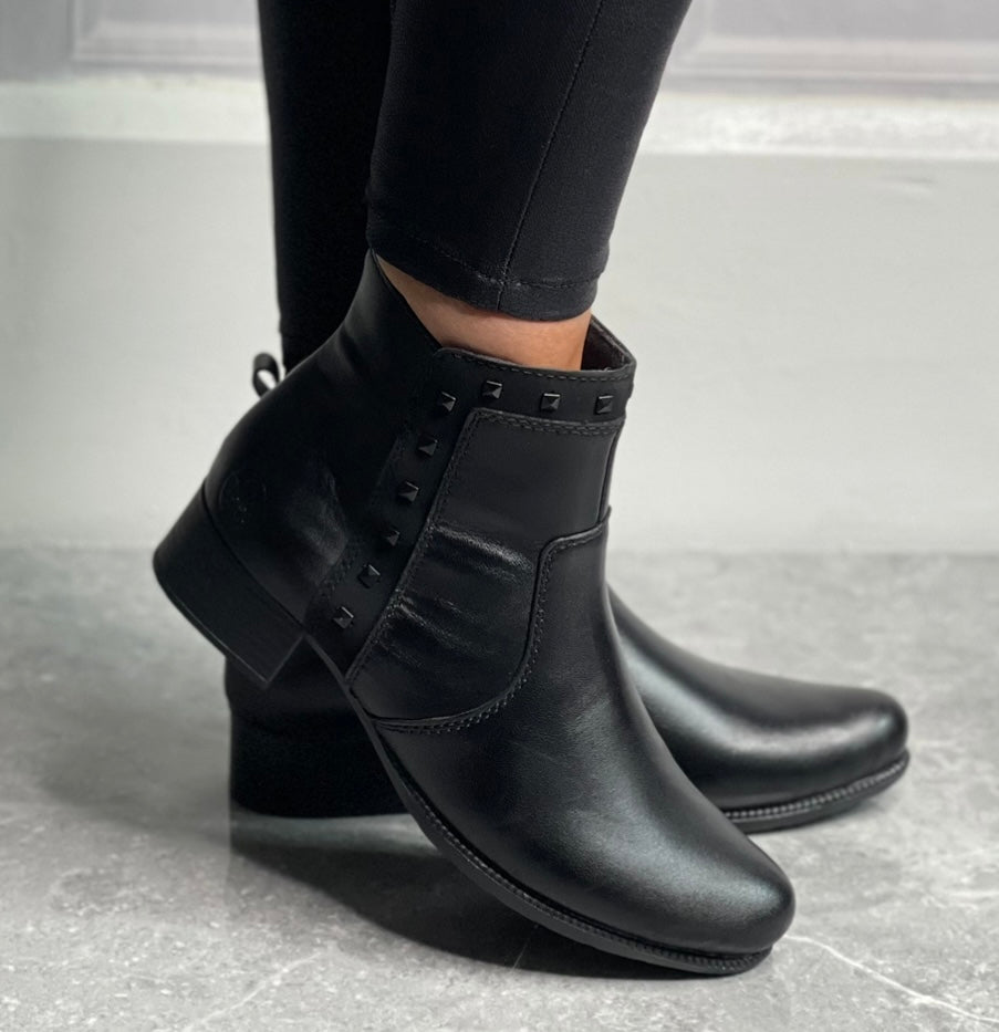 Rieker - Black Stud Detail Ankle Boot