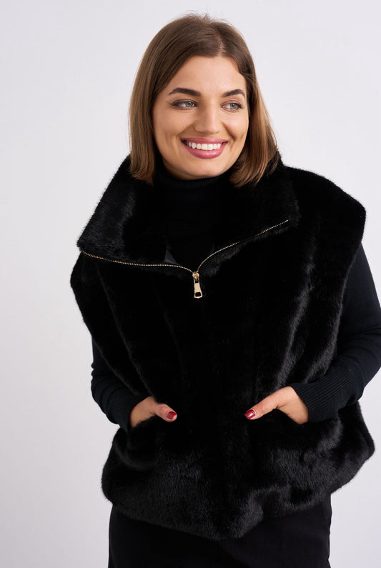 Black Faux Fur Gilet.