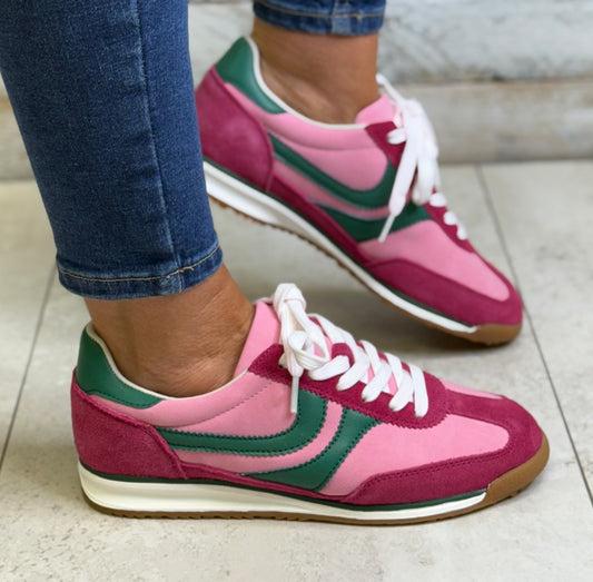 Redz - Pink/Green Leather Combo Trainer