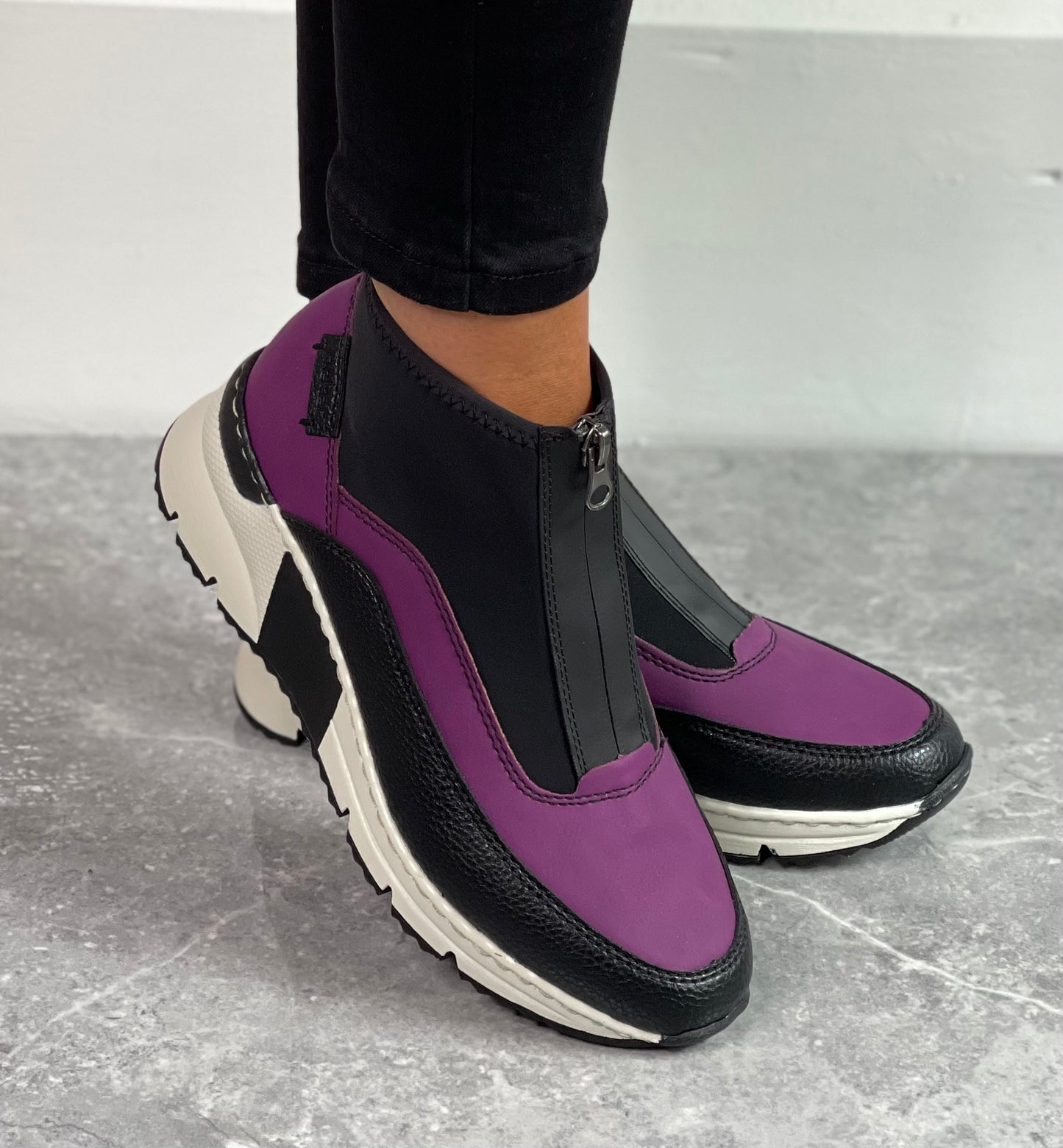 Rieker - Purple Front Zip Sock Trainer Boot