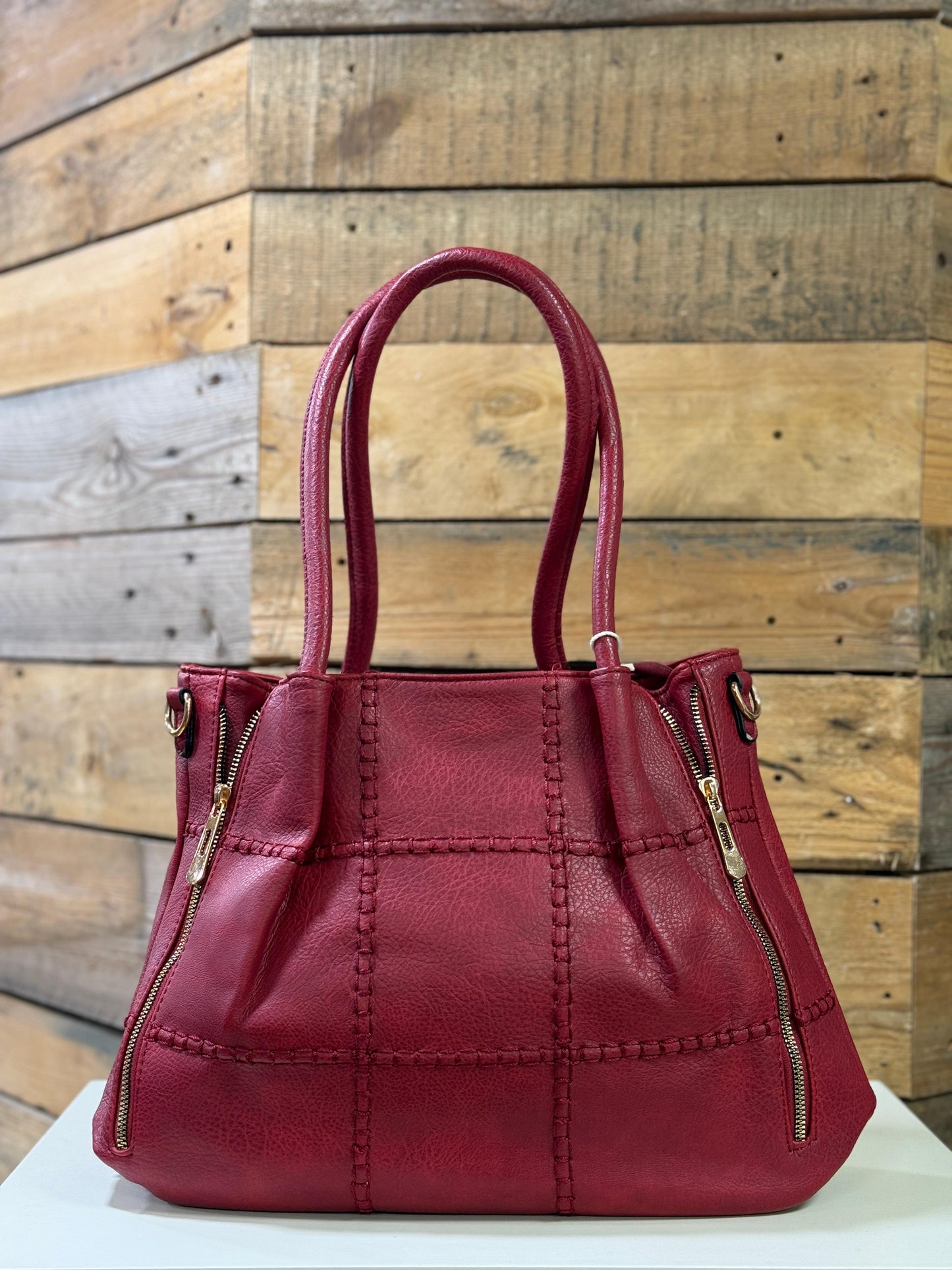 hannah k - 'Dina' Wine Zip Detail Handbag